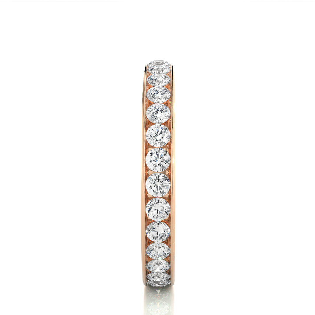 2 Ct Round Moissanite Pave Setting Band In Rose Gold