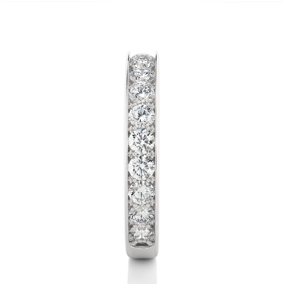 1.50 Ct Round Moissanite Channel Setting Wedding Band In Silver