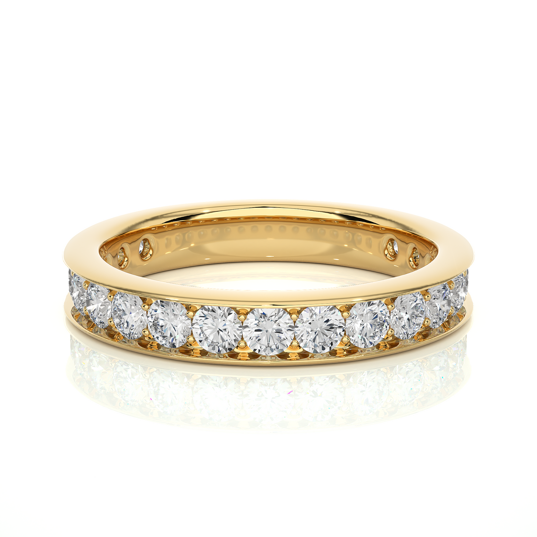 1.50 Ct Round Moissanite Channel Setting Wedding Band In Silver
