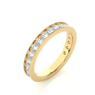 1.5ct Round Stone Channel Setting Moissanite Band in Yellow Gold