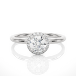 Load image into Gallery viewer, 0.50 Ct Round Moissanite Halo Engagement Ring In Silver

