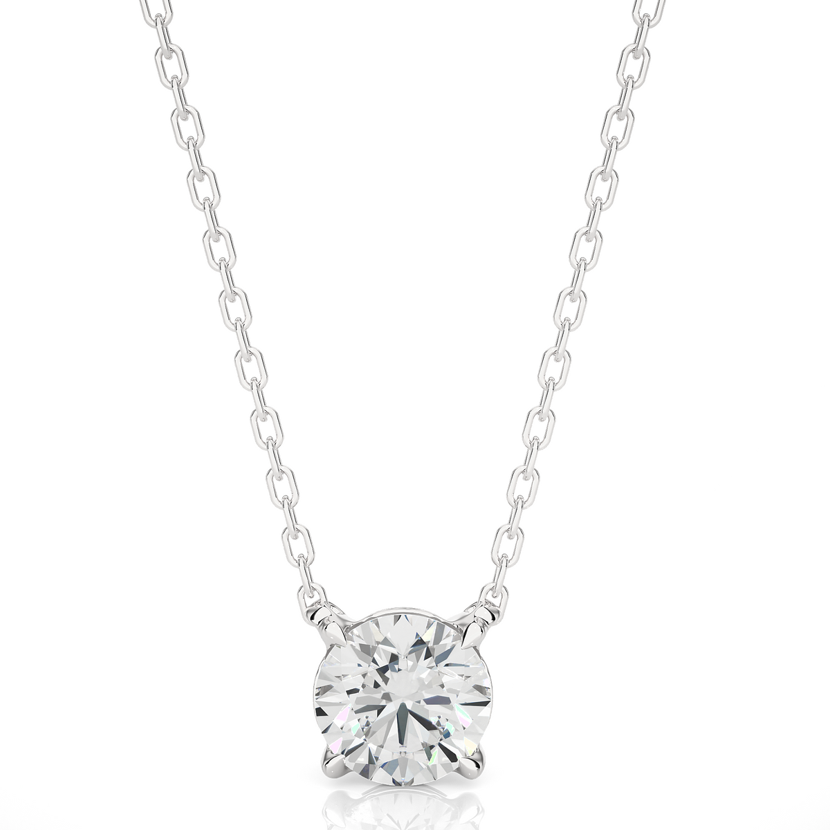 Round stone moissanite pendant white gold