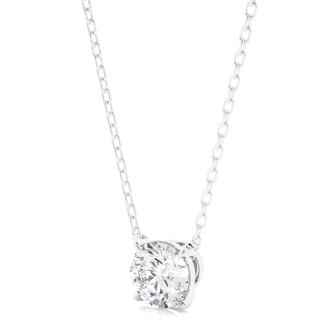 1 Carat Round Moissanite Solitaire Pendant In Silver