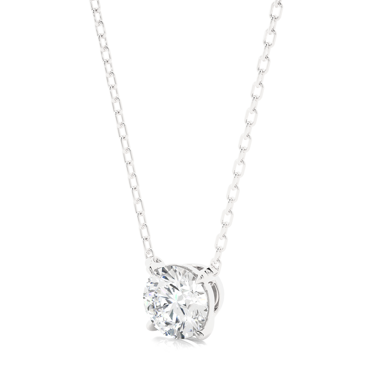 1 carat round moissanite solitaire pendant in white gold