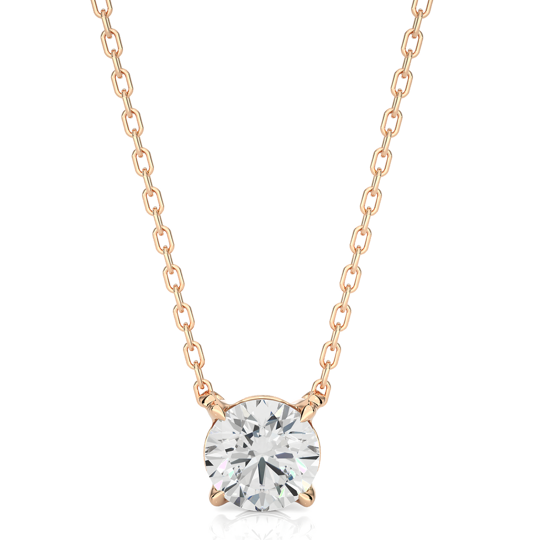 1 Carat Round Moissanite Solitaire Pendant In Silver