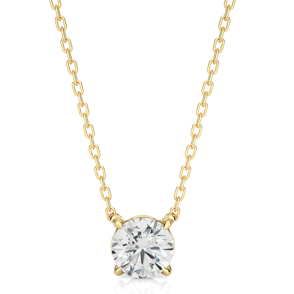 1 carat round moissanite solitaire pendant in yellow gold