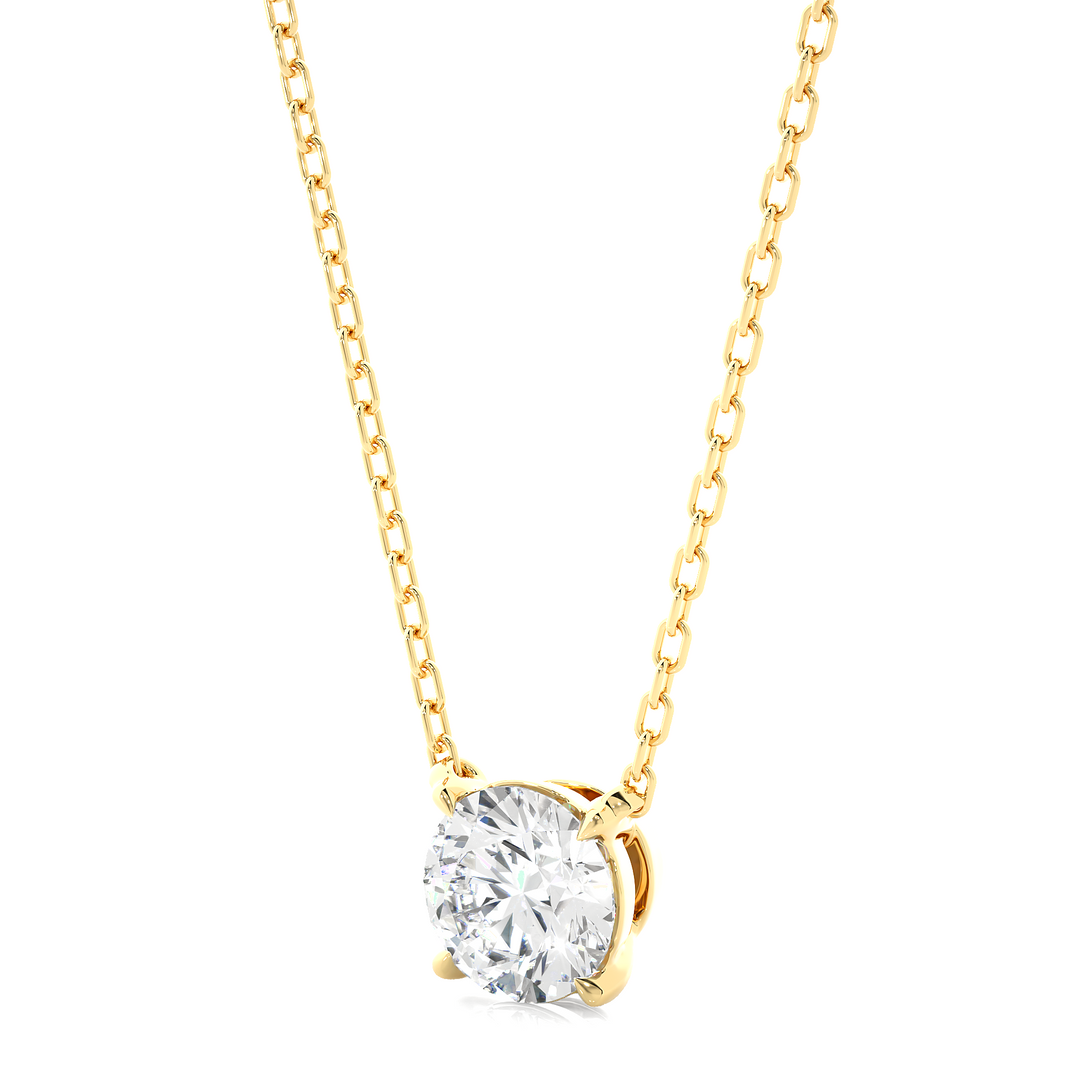 1 Carat Round Moissanite Solitaire Pendant In Yellow Gold