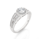 Load image into Gallery viewer, Round Stone Split Shank with Halo Moissanite Engagement Ring white gold
