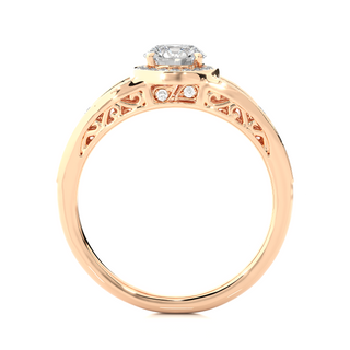 Round Stone Split Shank with Halo Moissanite Engagement Ring rose gold