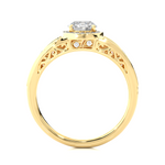 Load image into Gallery viewer, Round Stone Split Shank with Halo Moissanite Engagement Ring yellow gold
