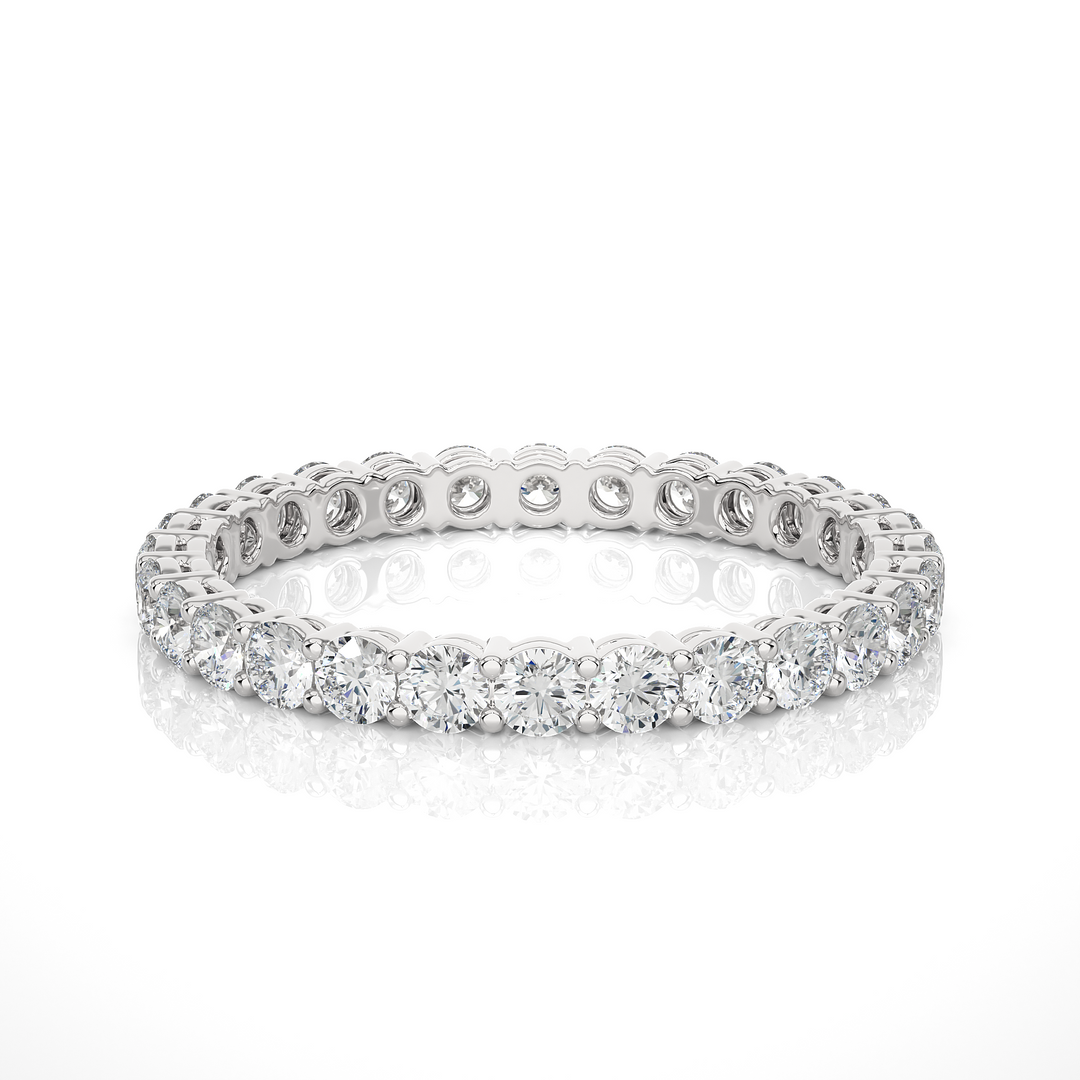 1 Ct Round Moissanite Surface Prong Eternity Band In Silver