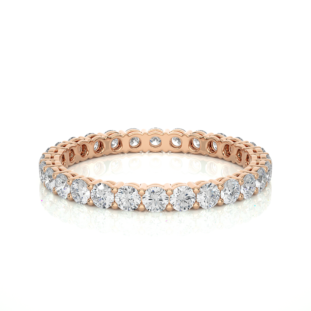 1 Ct Round Moissanite Surface Prong Eternity Band In Silver