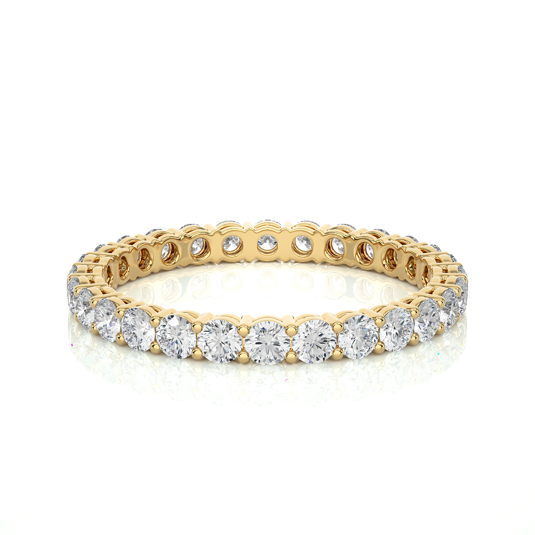 1 Ct Round Moissanite Surface Prong Eternity Band In Silver