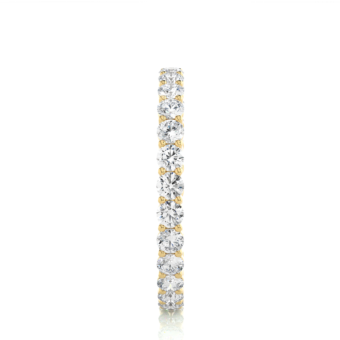1 Ct Round Moissanite Surface Prong Eternity Band in Yellow Gold