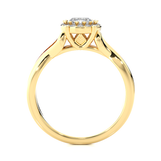 Round Stone Twisted Halo Moissanite Ring yellow gold