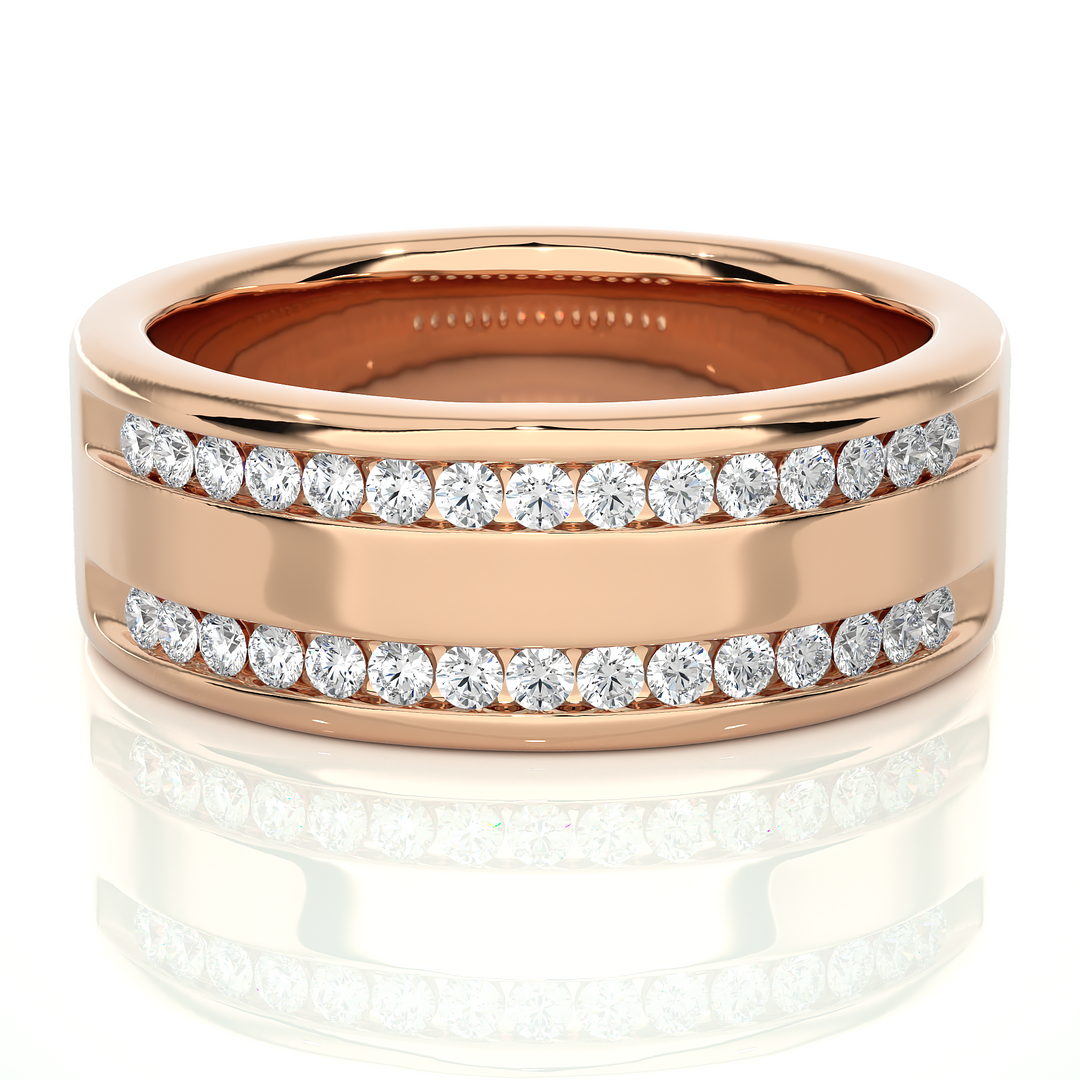 1 Ct Round Moissanite Two Row Wedding Band In Silver