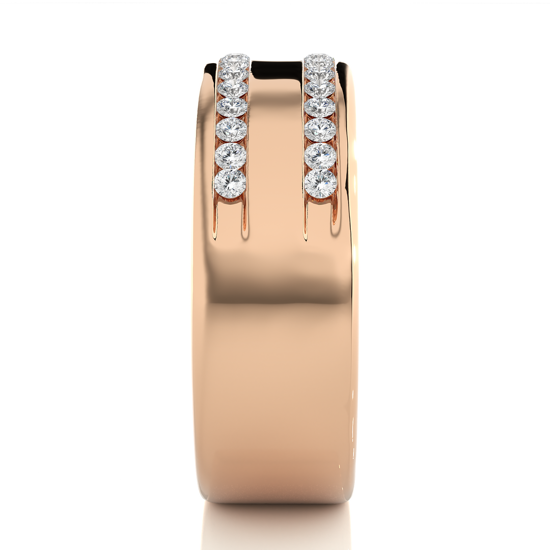 Round Stone Two Row Moissanite Ring rose gold