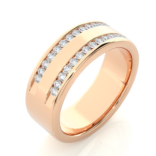 Round Stone Two Row Moissanite Ring rose gold