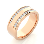 Load image into Gallery viewer, Round Stone Two Row Moissanite Ring rose gold
