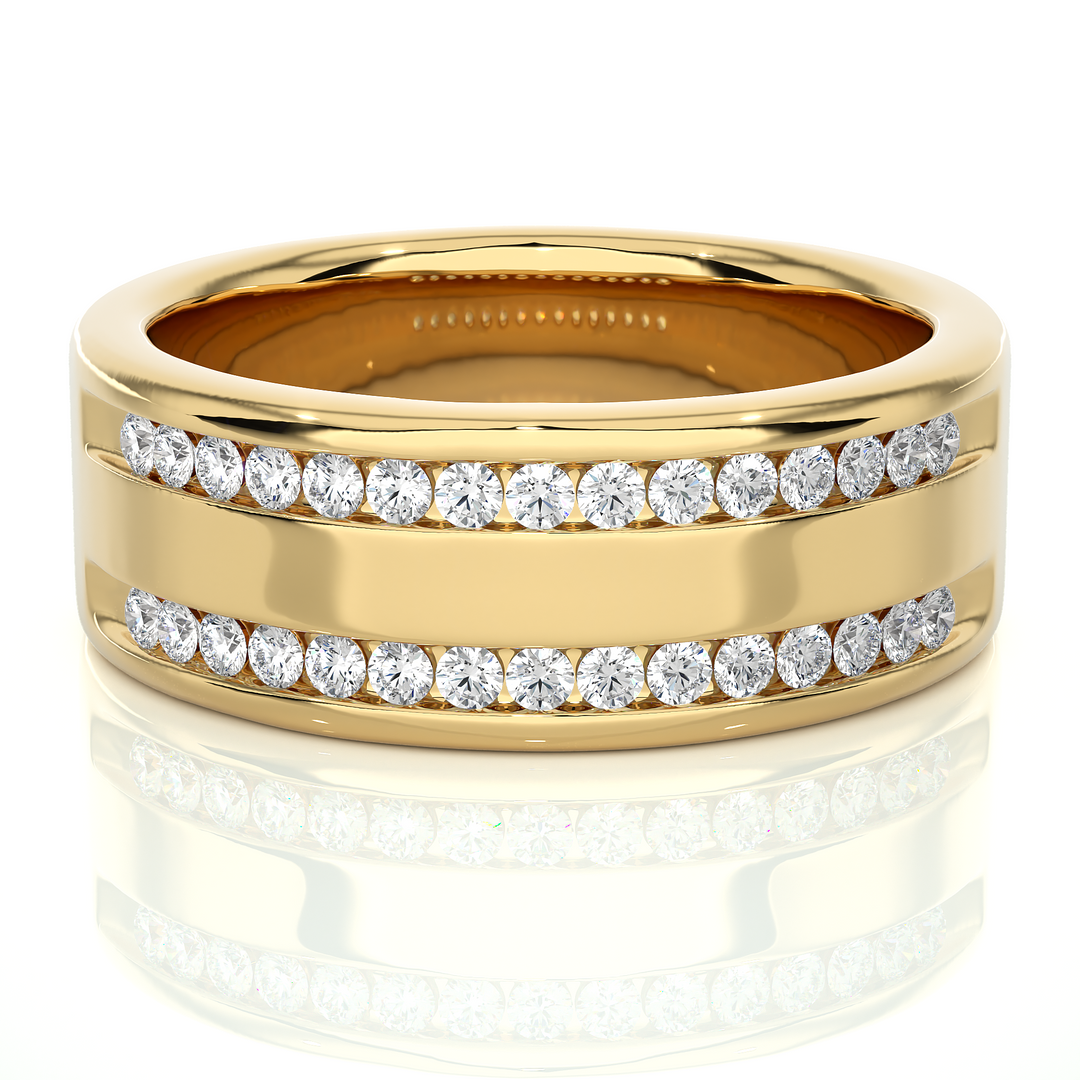 1 Ct Round Moissanite Two Row Wedding Band In Rose Gold