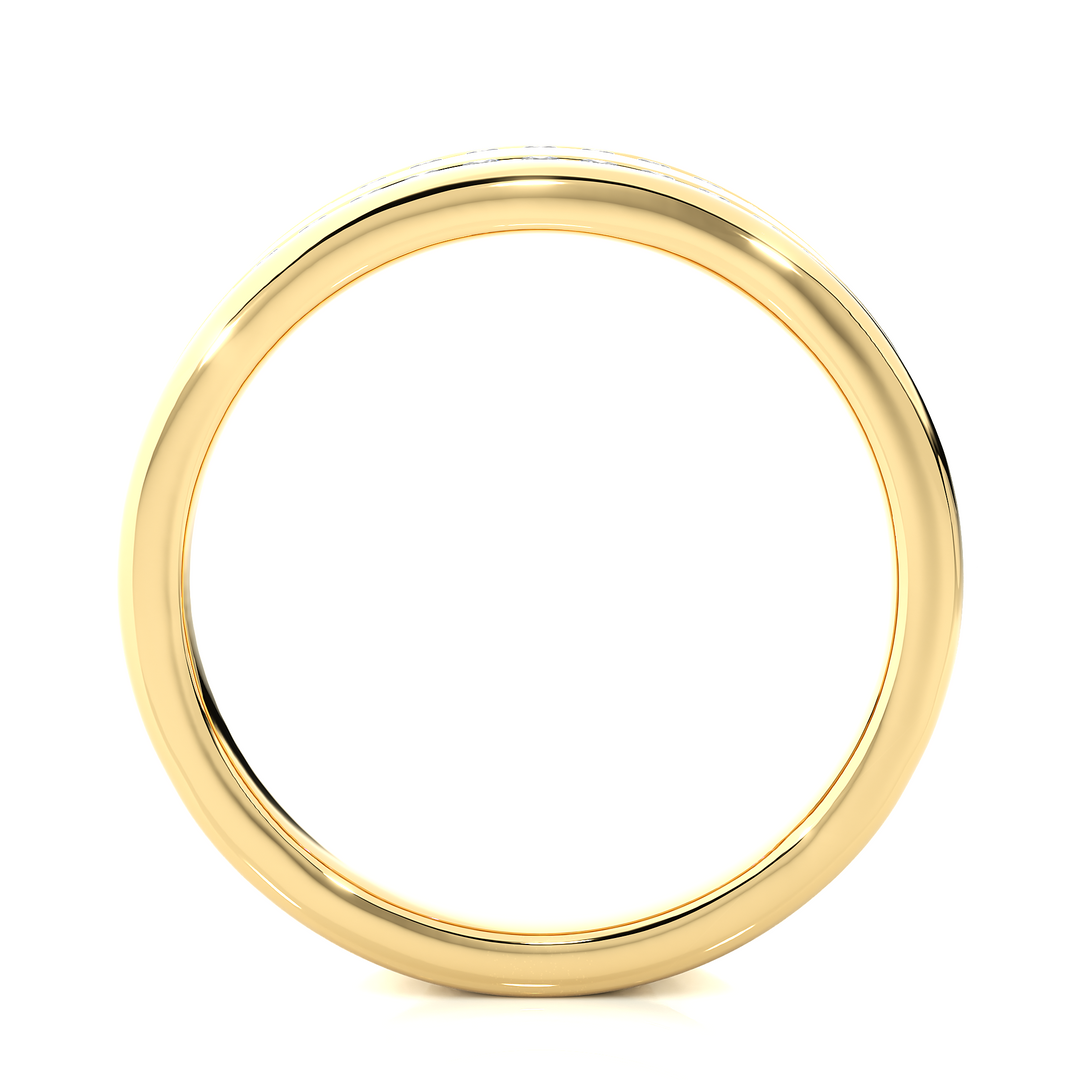Round Stone Two Row Moissanite Ring yellow gold
