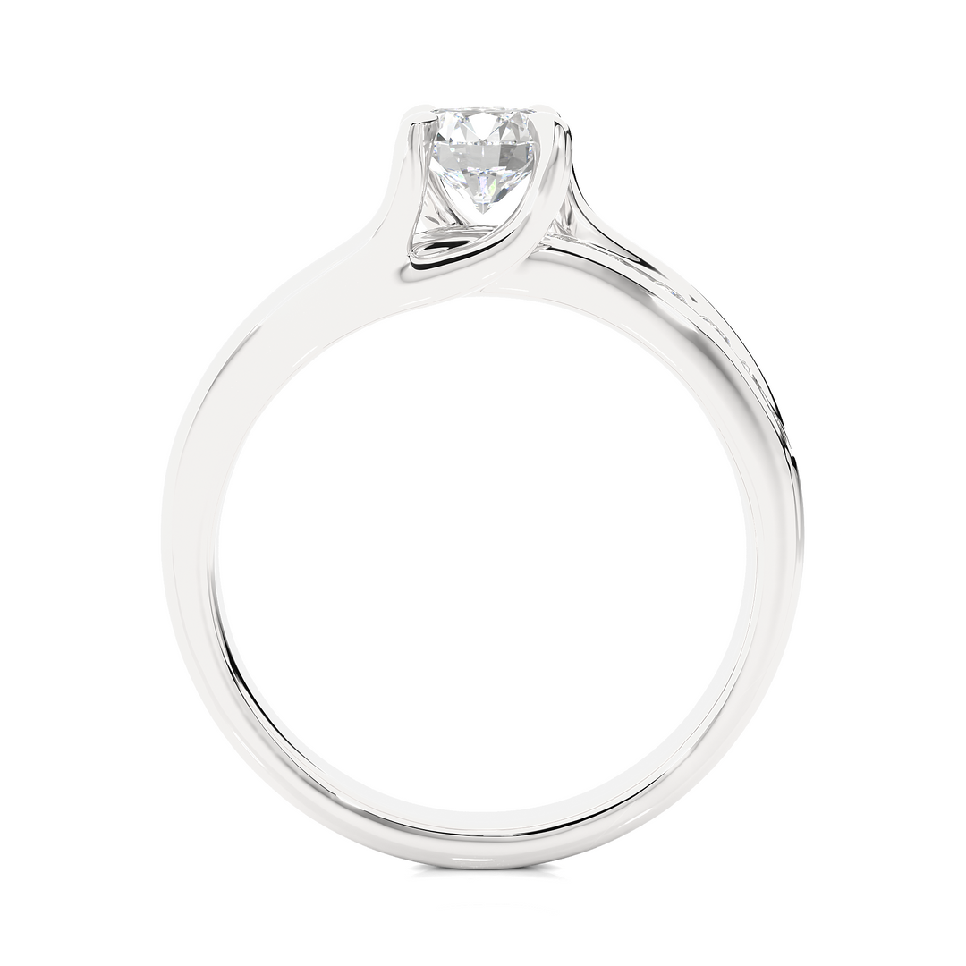 Round Stone With Four Prong Channel Setting Moissanite Ring silver