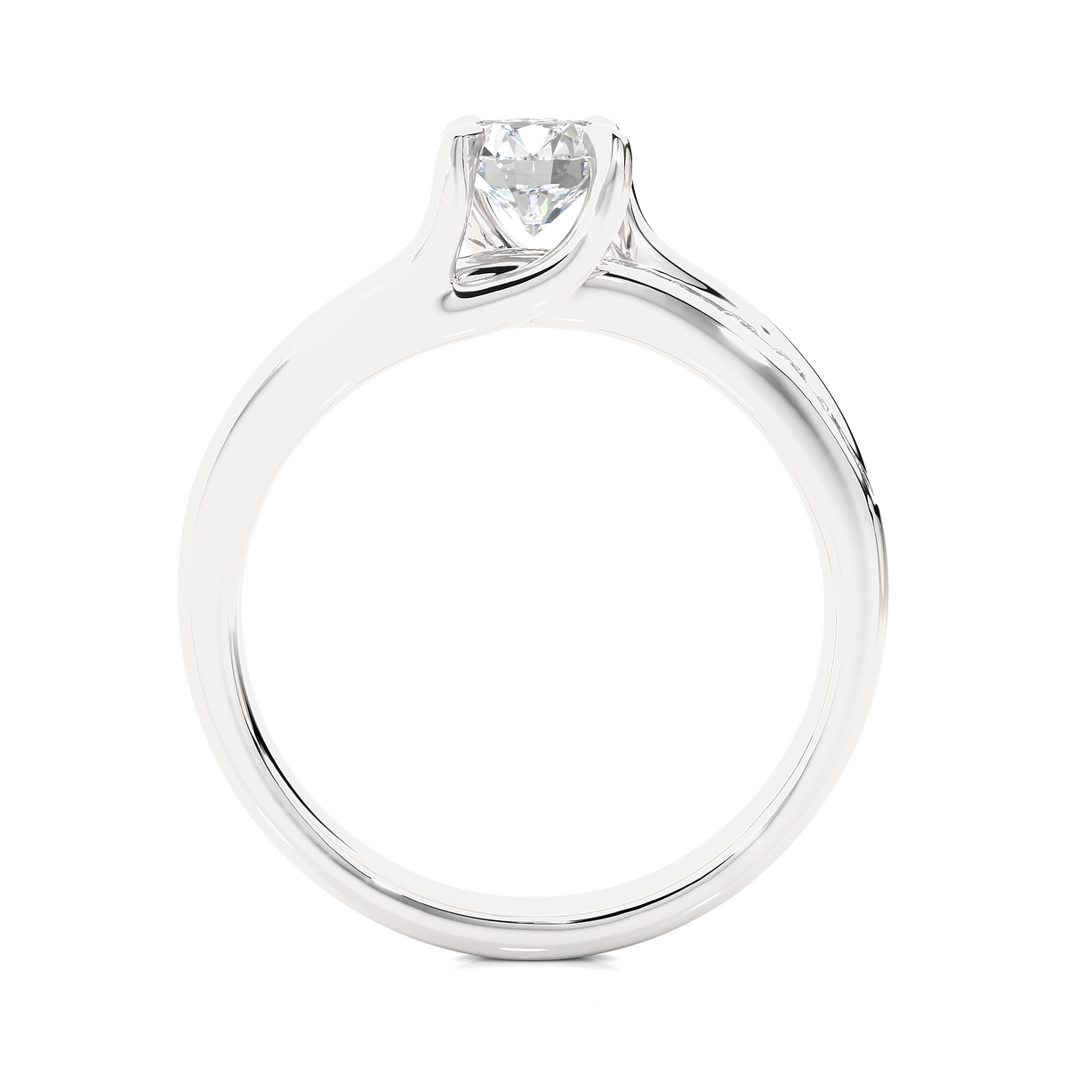 Round stone with four prong channel setting moissanite ring silver