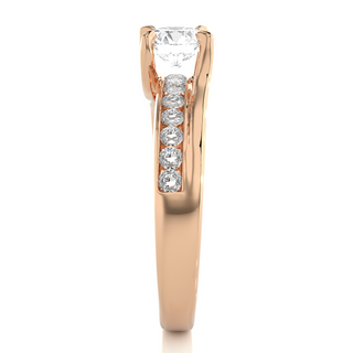 Round Stone With Four Prong Channel Setting Moissanite Ring rose gold