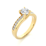 Load image into Gallery viewer, Round Stone With Four Prong Channel Setting Moissanite Ring yellow gold
