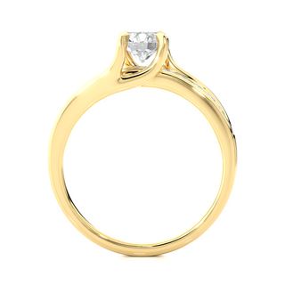 Round Stone With Four Prong Channel Setting Moissanite Ring yellow gold