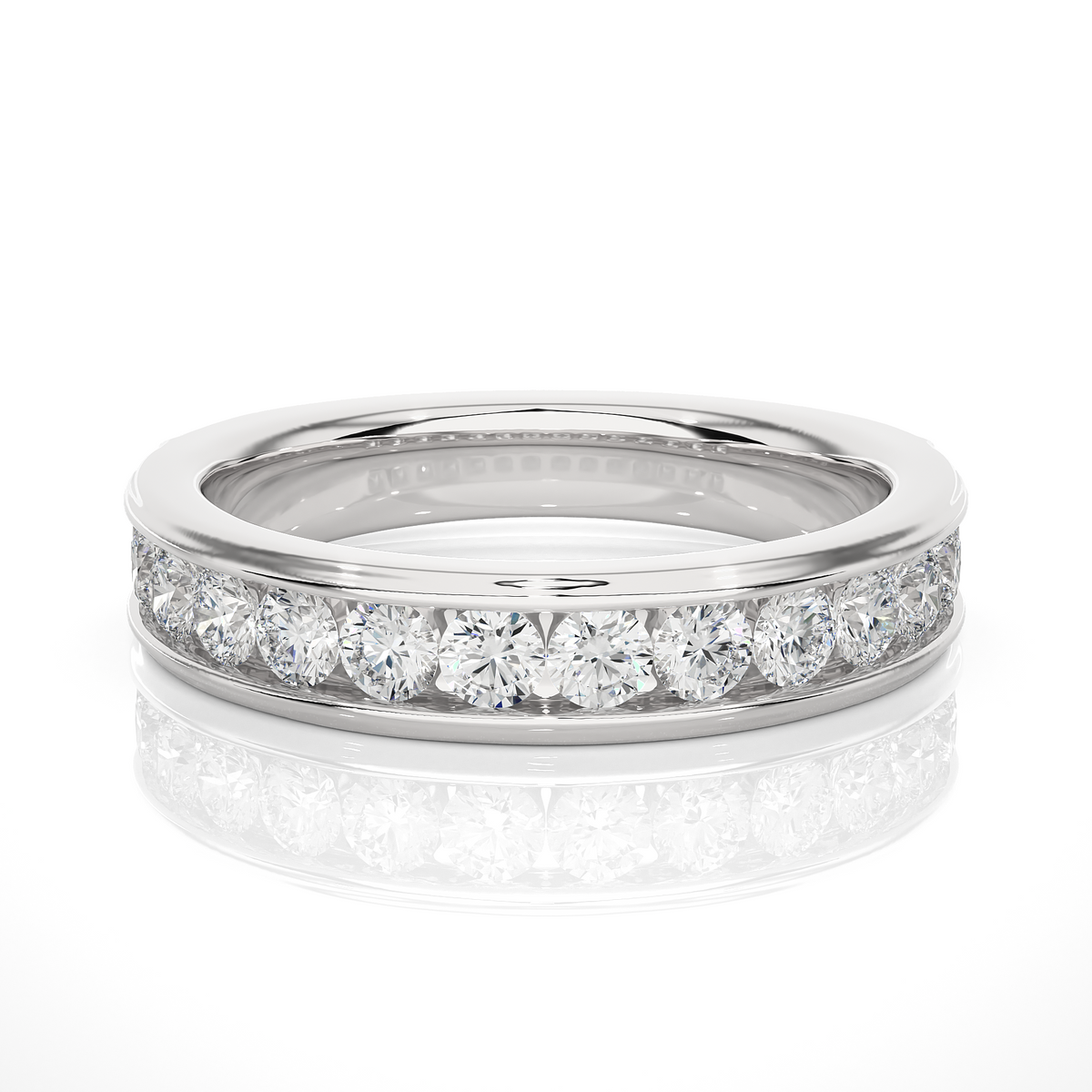 1 carat round moissanite women's wedding band in white gold