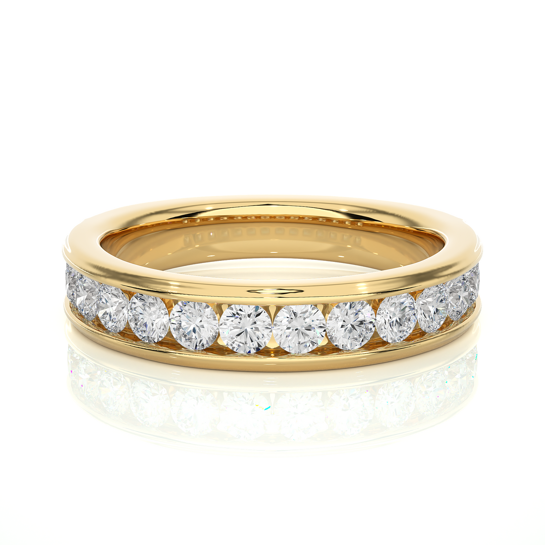 Round Stone Women's Moissanite Band yellow gold