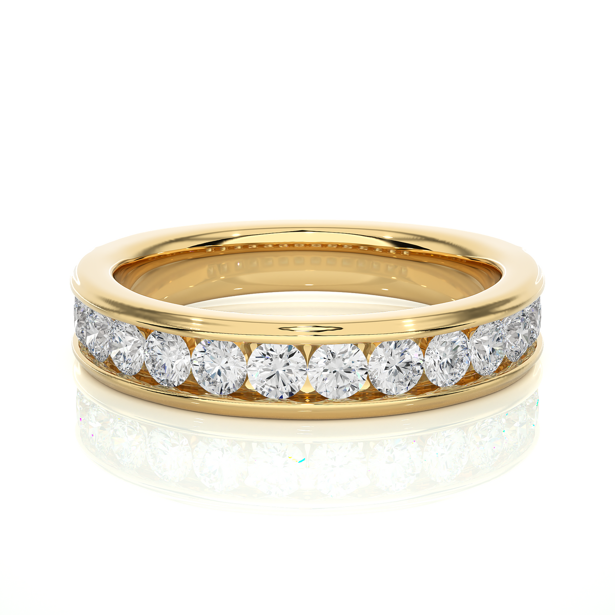 Round stone women's moissanite band yellow gold