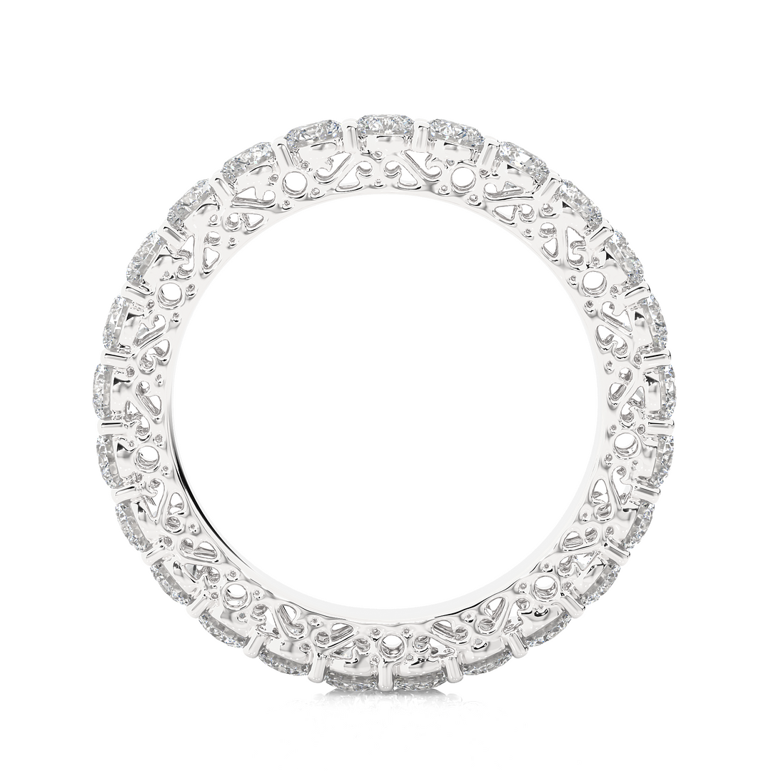 Round Stone filigree Pattern Moissanite Ring silver