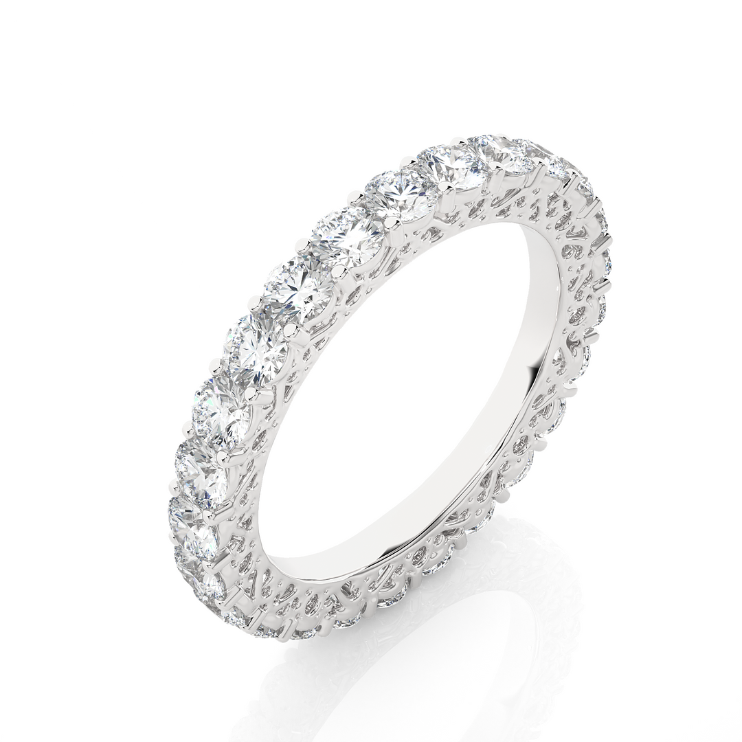 Round Stone filigree Pattern Moissanite Ring white gold