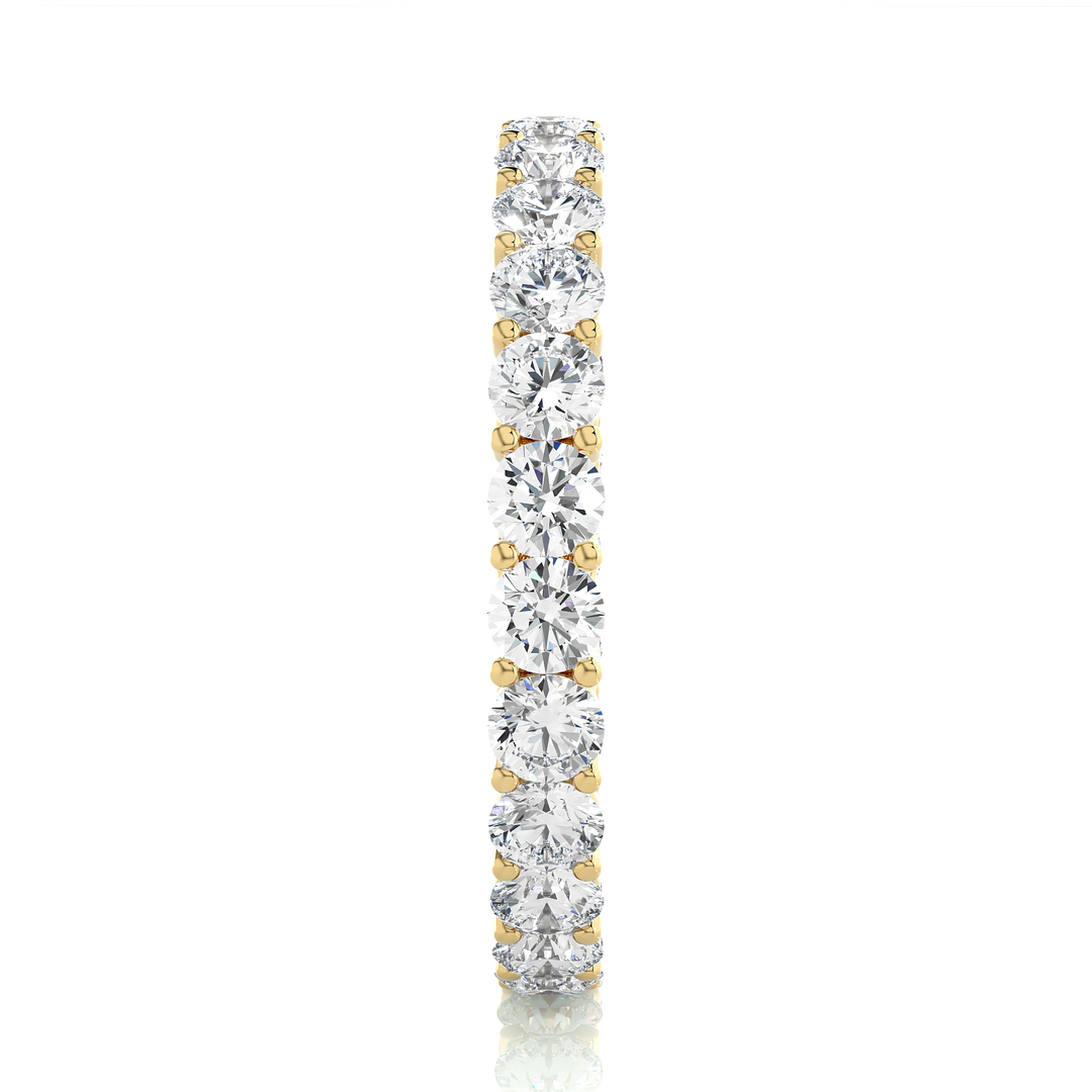 2 Carat Filigree Design Round Moissanite Eternity Band In Yellow Gold