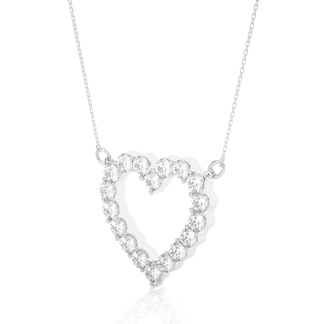 Round Stone heart Shape Moissanite Pendant white gold