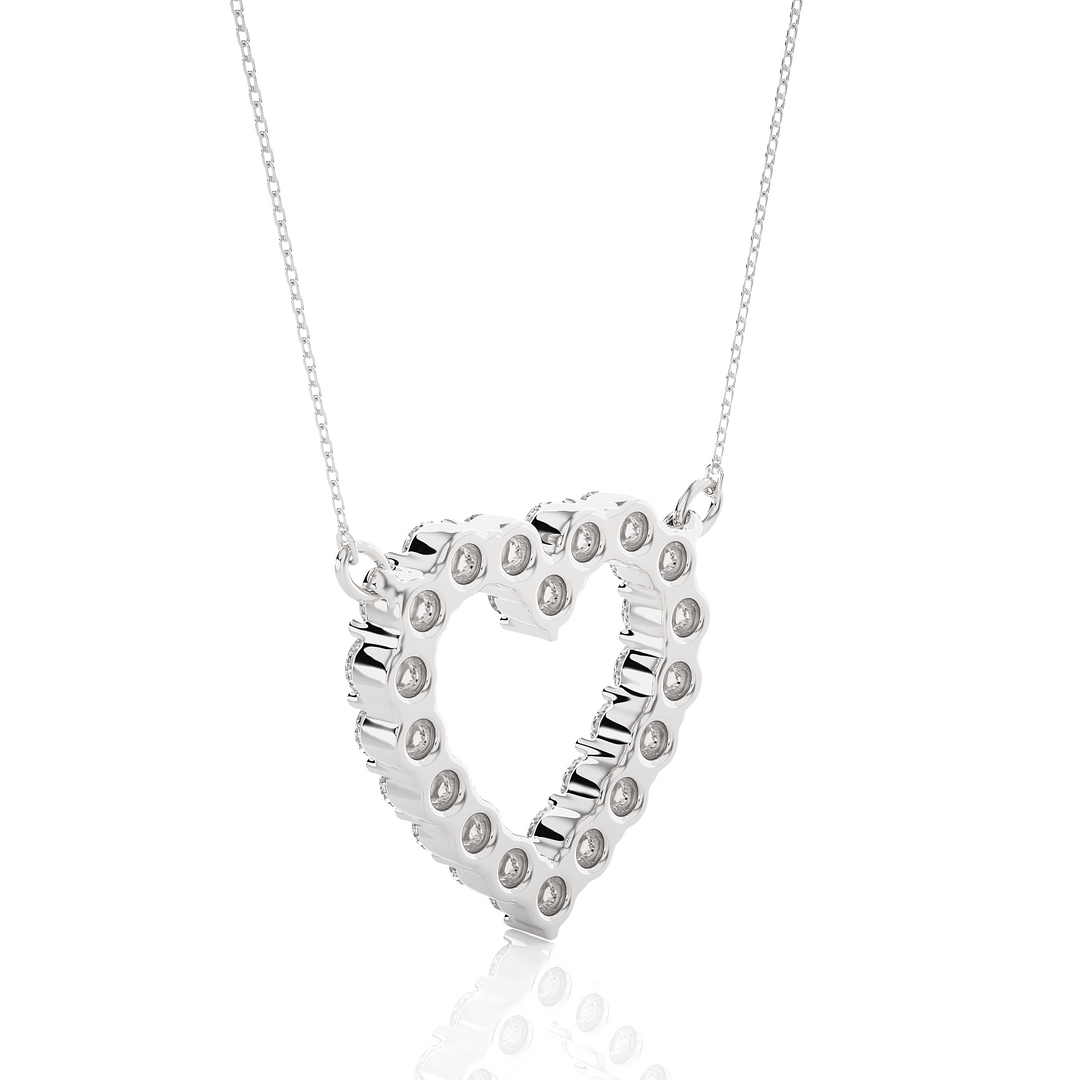 0.50 Ct Heart Shape Round Moissanite Pendant In Silver
