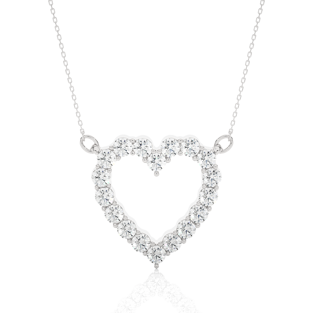 0.50 Ct Heart Shape Round Moissanite Pendant In Silver