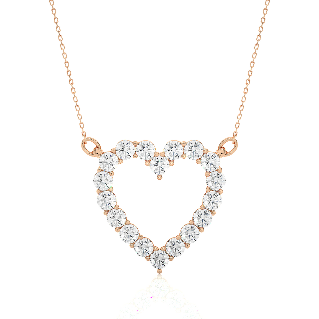 0.50 Ct Heart Shape Round Moissanite Pendant In Rose Gold