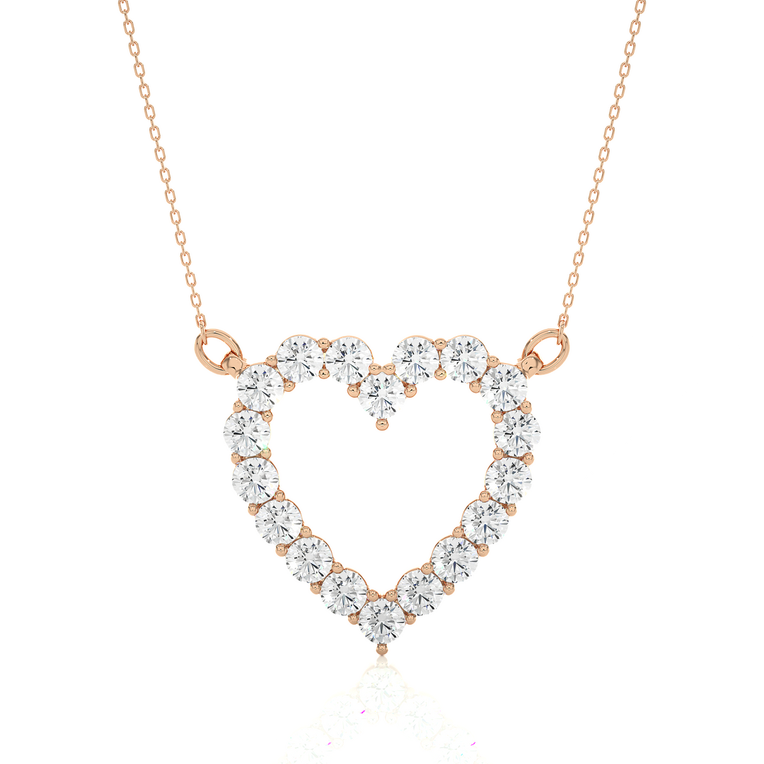 0.50 Ct Heart Shape Round Moissanite Pendant In White Gold