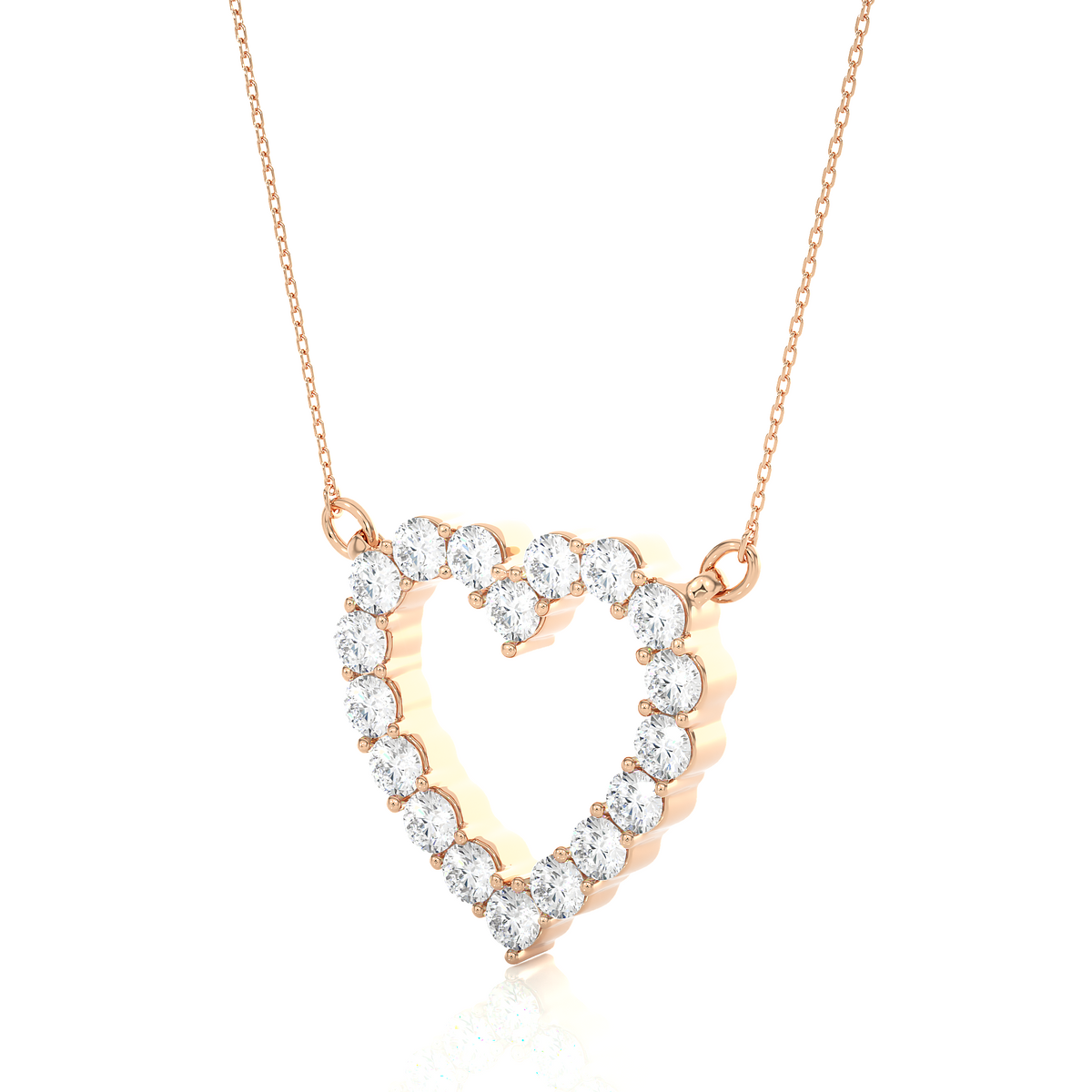Round stone heart shape moissanite pendant rose gold