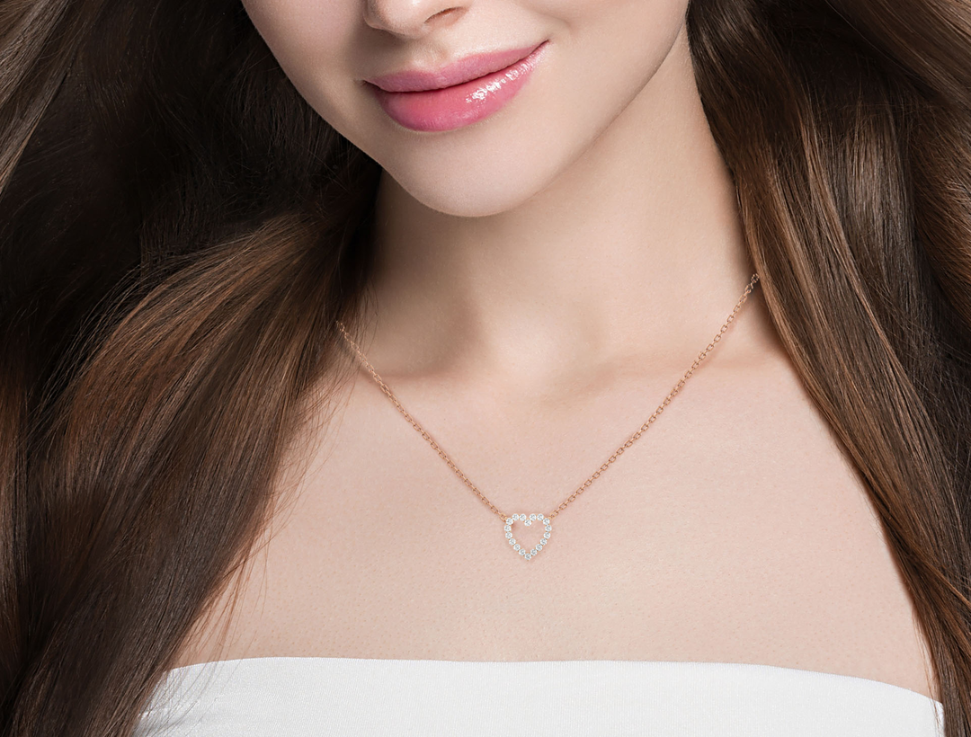 Round Stone heart Shape Moissanite Pendant rose gold