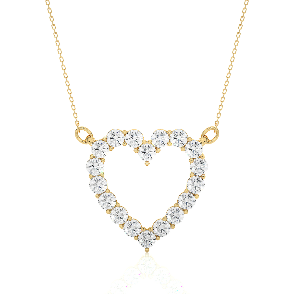 Round stone heart shape moissanite pendant yellow gold