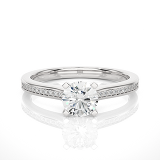 1.40 Carat Round Moissanite Engagement Ring With Bridge Accent In White Gold
