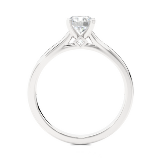 Round Stone with Bridge Accent Moissanite Ring silver