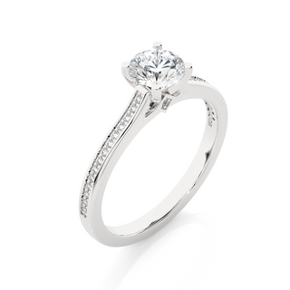 Round Stone with Bridge Accent Moissanite Ring silver