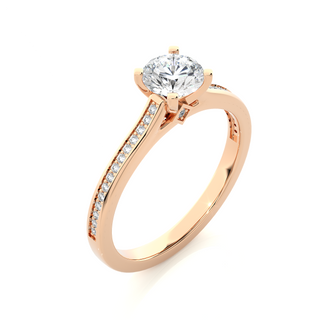 Round Stone with Bridge Accent Moissanite Ring rose gold