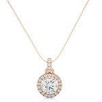 Load image into Gallery viewer, 1.50 Carat Halo Round Moissanite Pendant In Rose Gold

