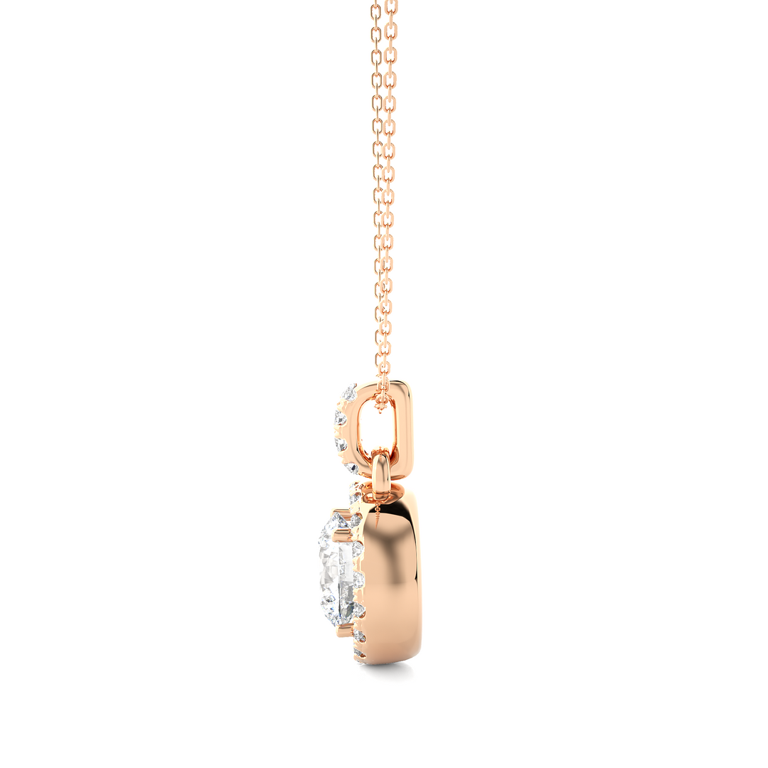 1.50 Carat Halo Round Moissanite Pendant In Rose Gold